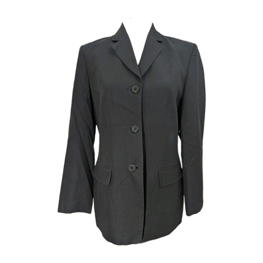 Talbots Black Blazer Cotton Blend Italian Fabric Women's Size 6